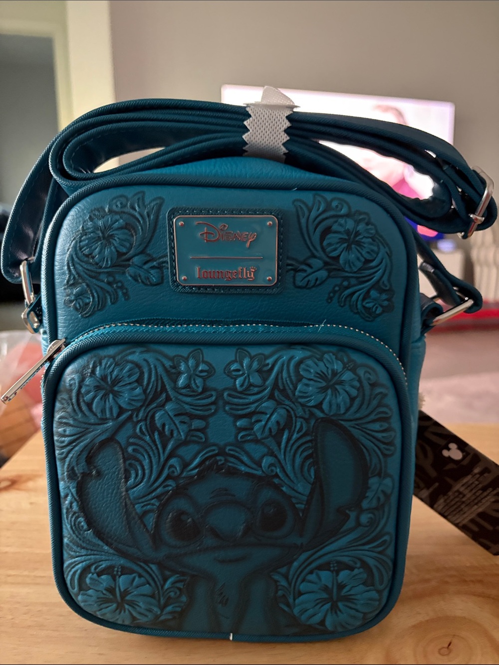 Loungefly Teal Stitch Embossed Messenger Bag